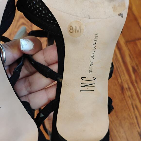 INC International Concepts Black Beaded Pointed Toe Stiletto Heels 8M 3in Glam - Picture 12 of 17